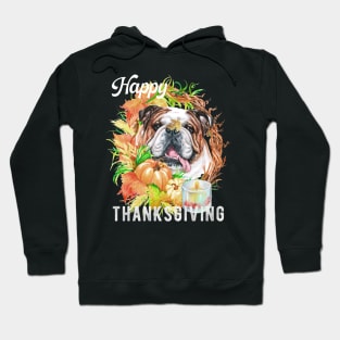 English Bulldog Dog Owner Thanksgiving Celebration Harvest Theme Hoodie